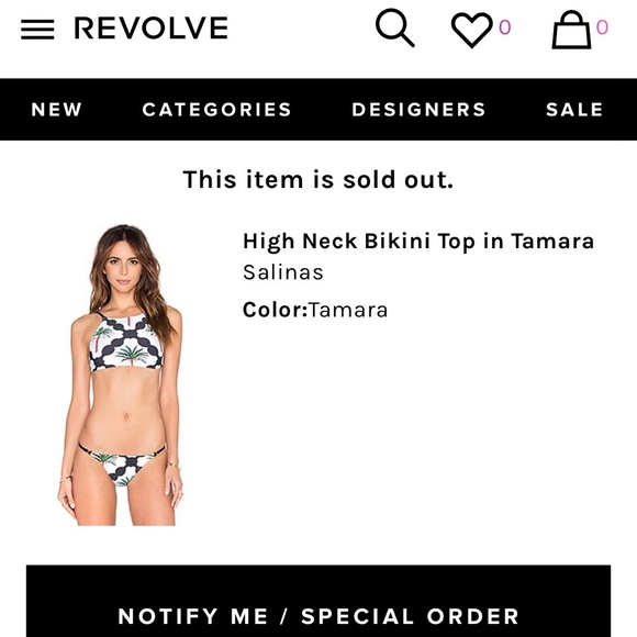 SALINAS | S | High Neck Palm Coral Sunset Bikini Black White Striped Sport Top - Picture 11 of 16